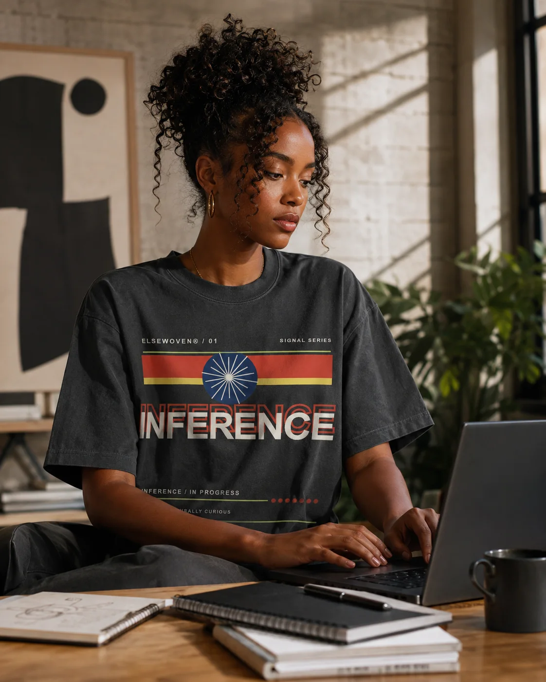 Inference AI T-Shirt design preview in Washed black