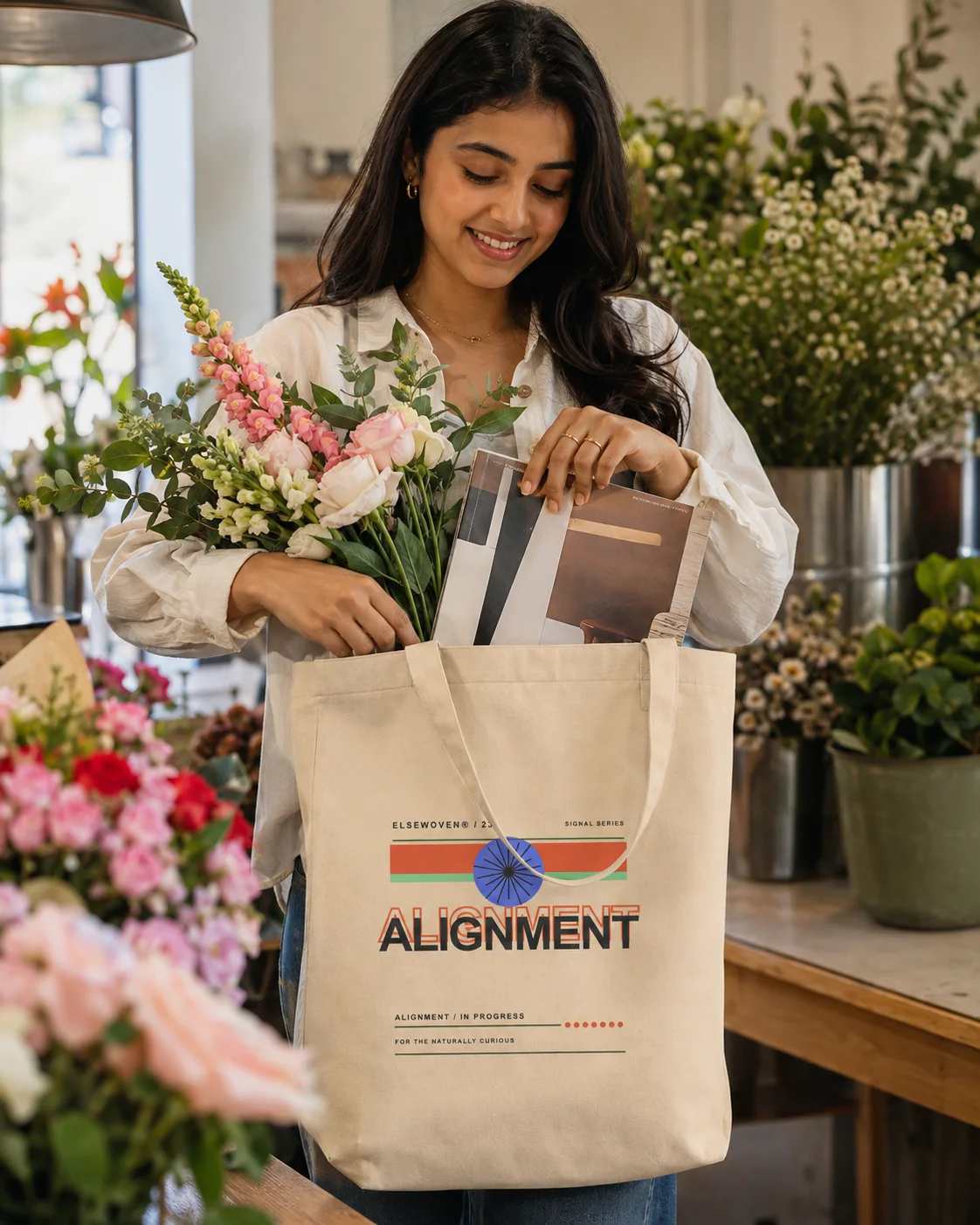 Alignment AI Tote Bag design preview in Bone