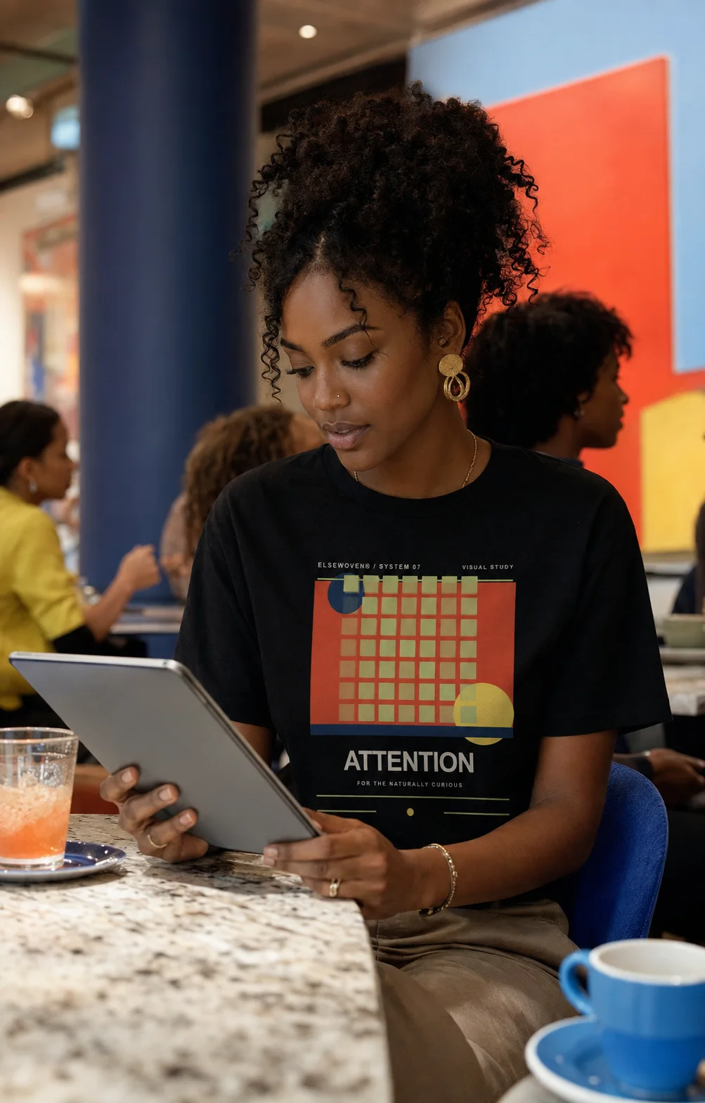 Attention AI T-Shirt design preview in Washed black