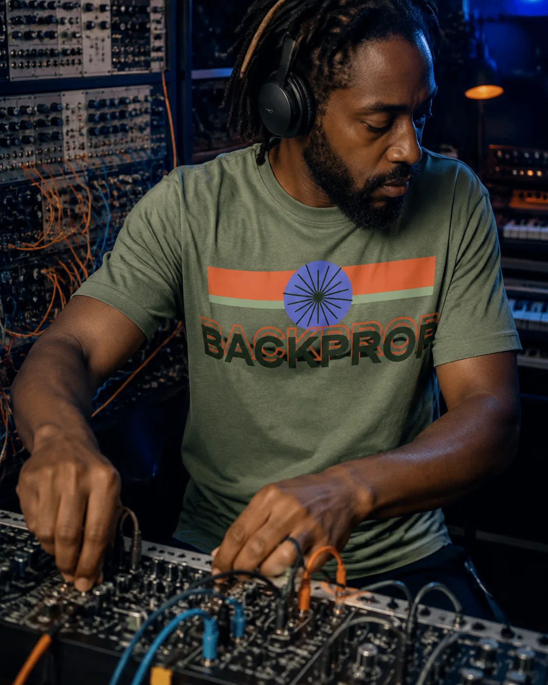 Backprop AI T-Shirt design preview in Sage