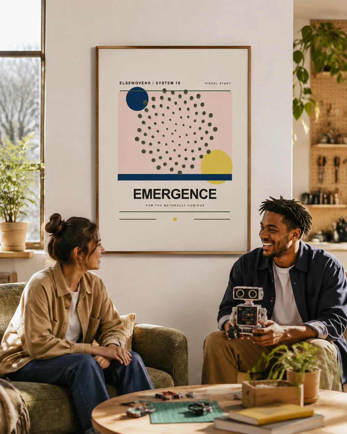 Emergence AI-Inspired Art Print design preview in Bone