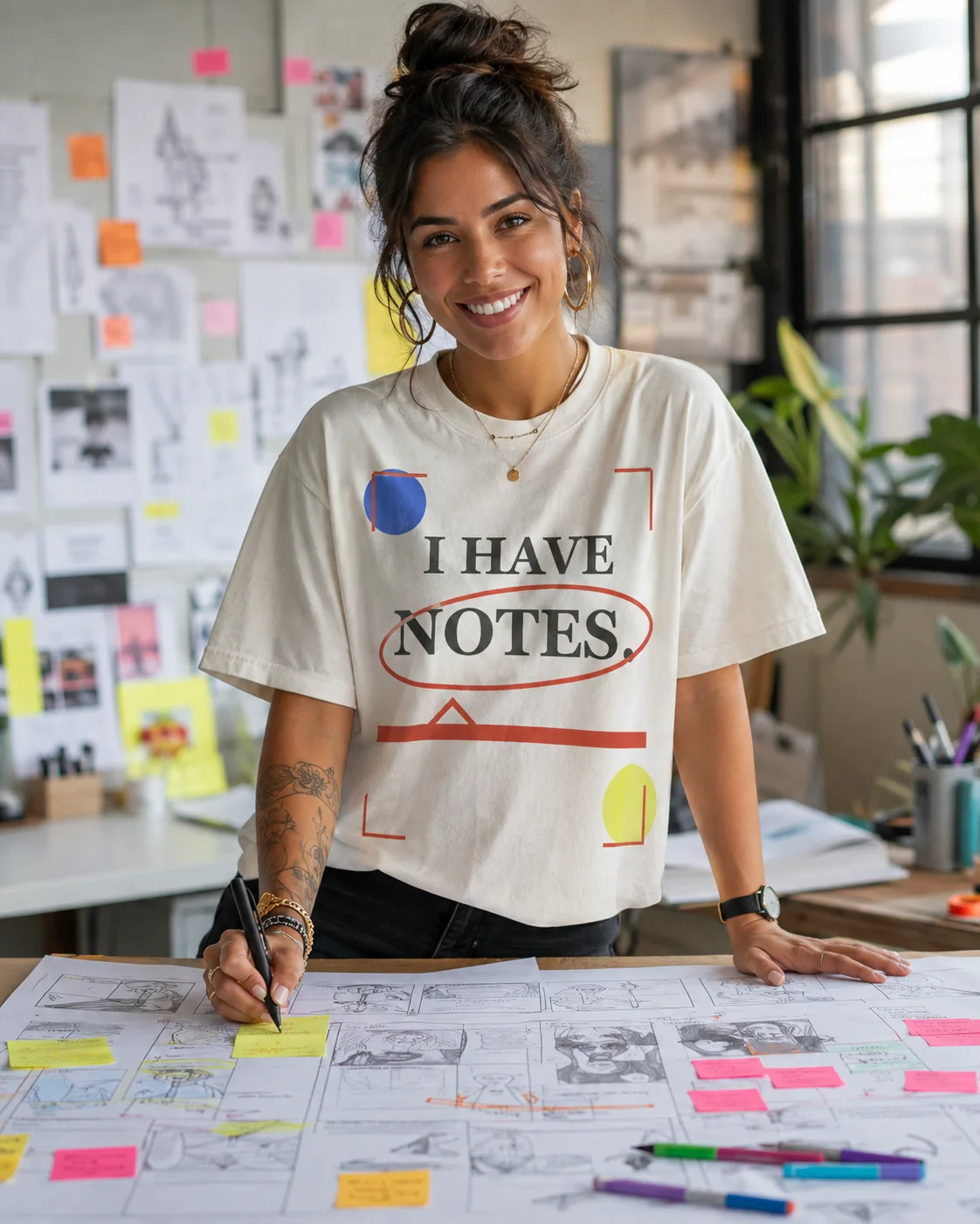 I Have Notes | Graphic T-Shirt design preview in Bone