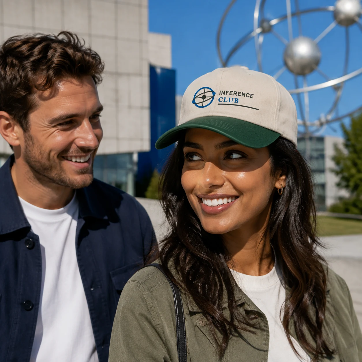 Inference Club Two-Tone Cap | AI-Inspired Graphic Hat design preview in Sage