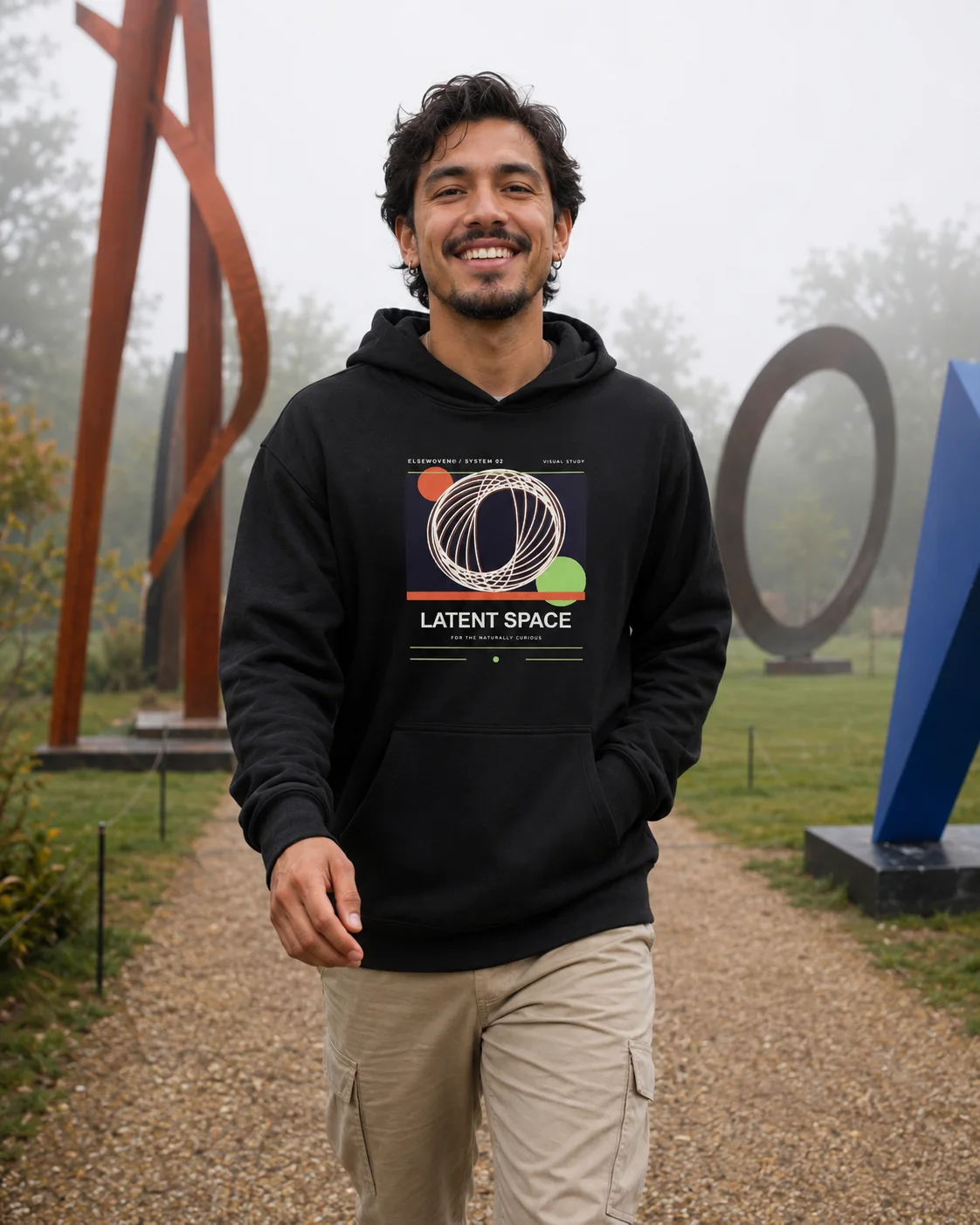 Latent Space AI Hoodie design preview in Washed black