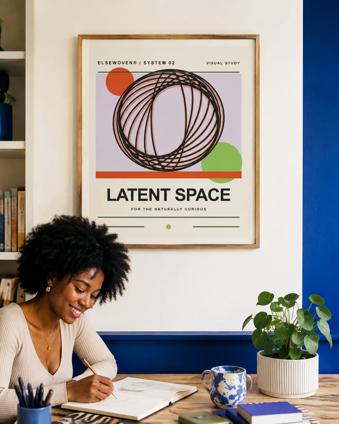Latent Space AI-Inspired Art Print design preview in Bone