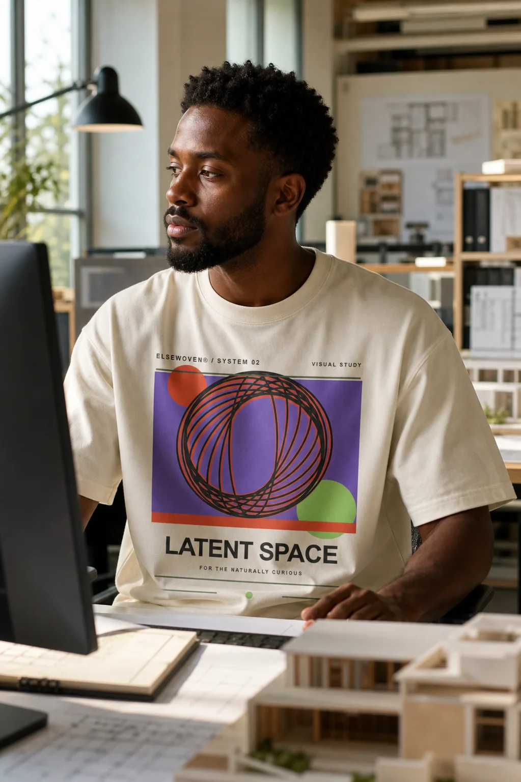 Latent Space AI T-Shirt design preview in Bone