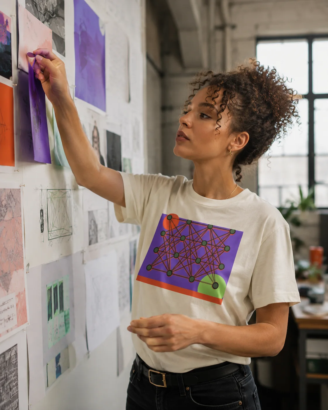 Neural Network AI T-Shirt design preview in Bone
