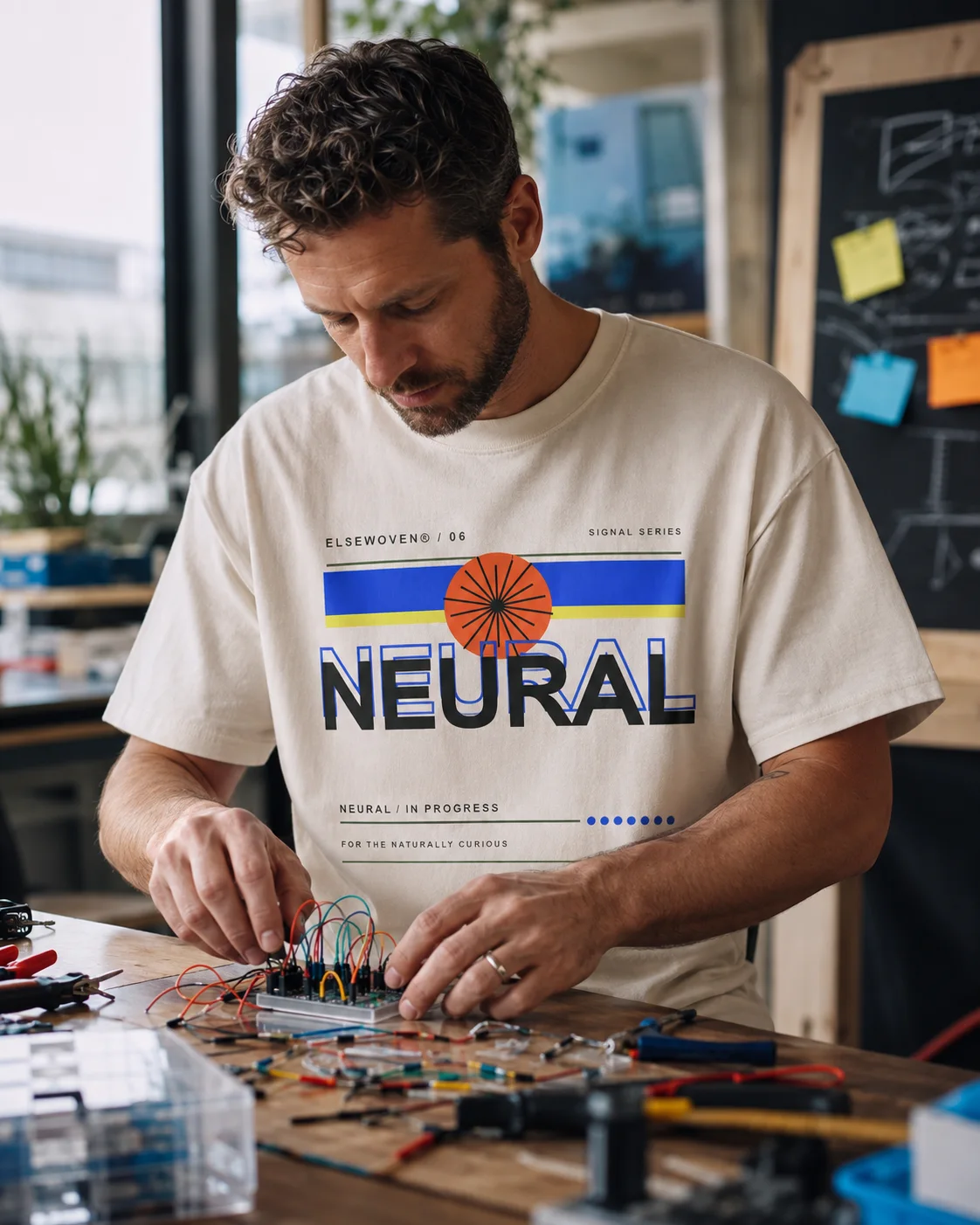 Neural AI T-Shirt design preview in Bone