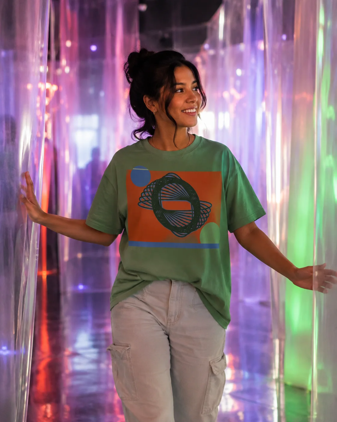 Possible Worlds AI T-Shirt design preview in Sage