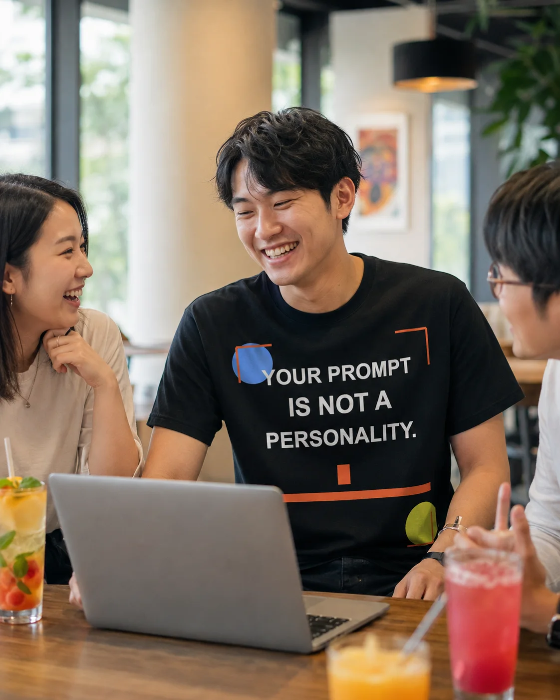 Your Prompt Is Not a Personality | Graphic T-Shirt design preview in Washed black