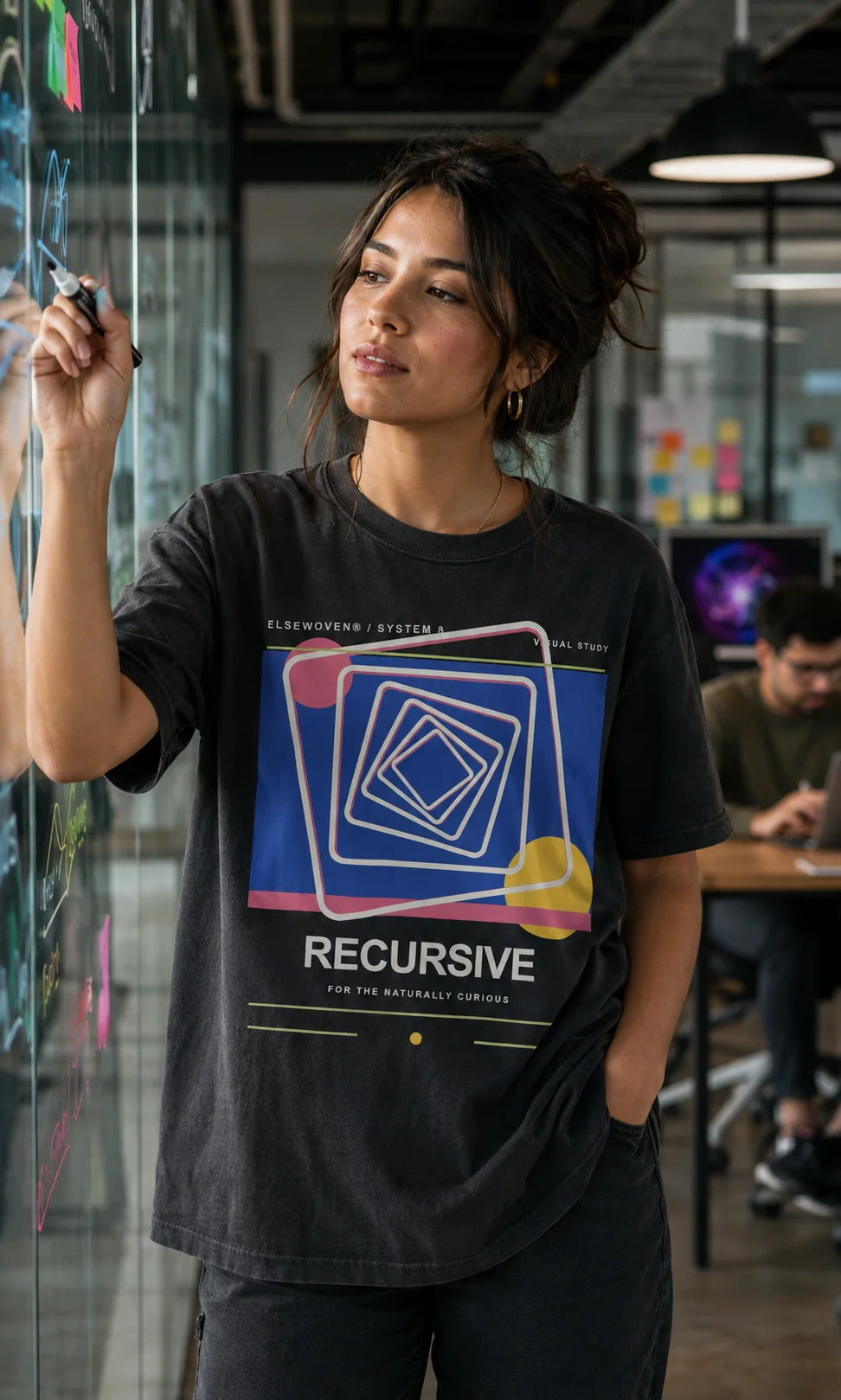Recursive AI T-Shirt design preview in Washed black