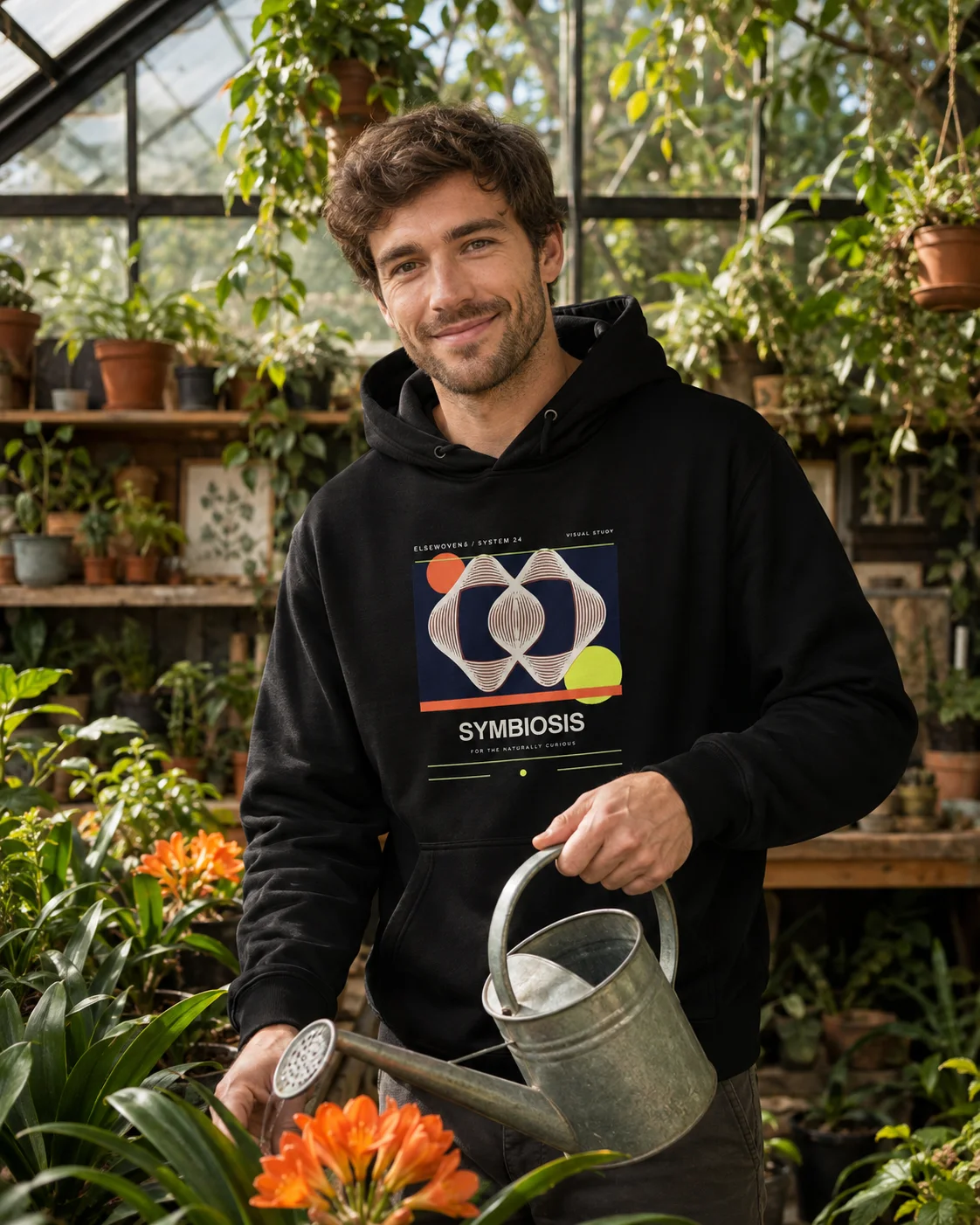 Symbiosis AI Hoodie design preview in Washed black
