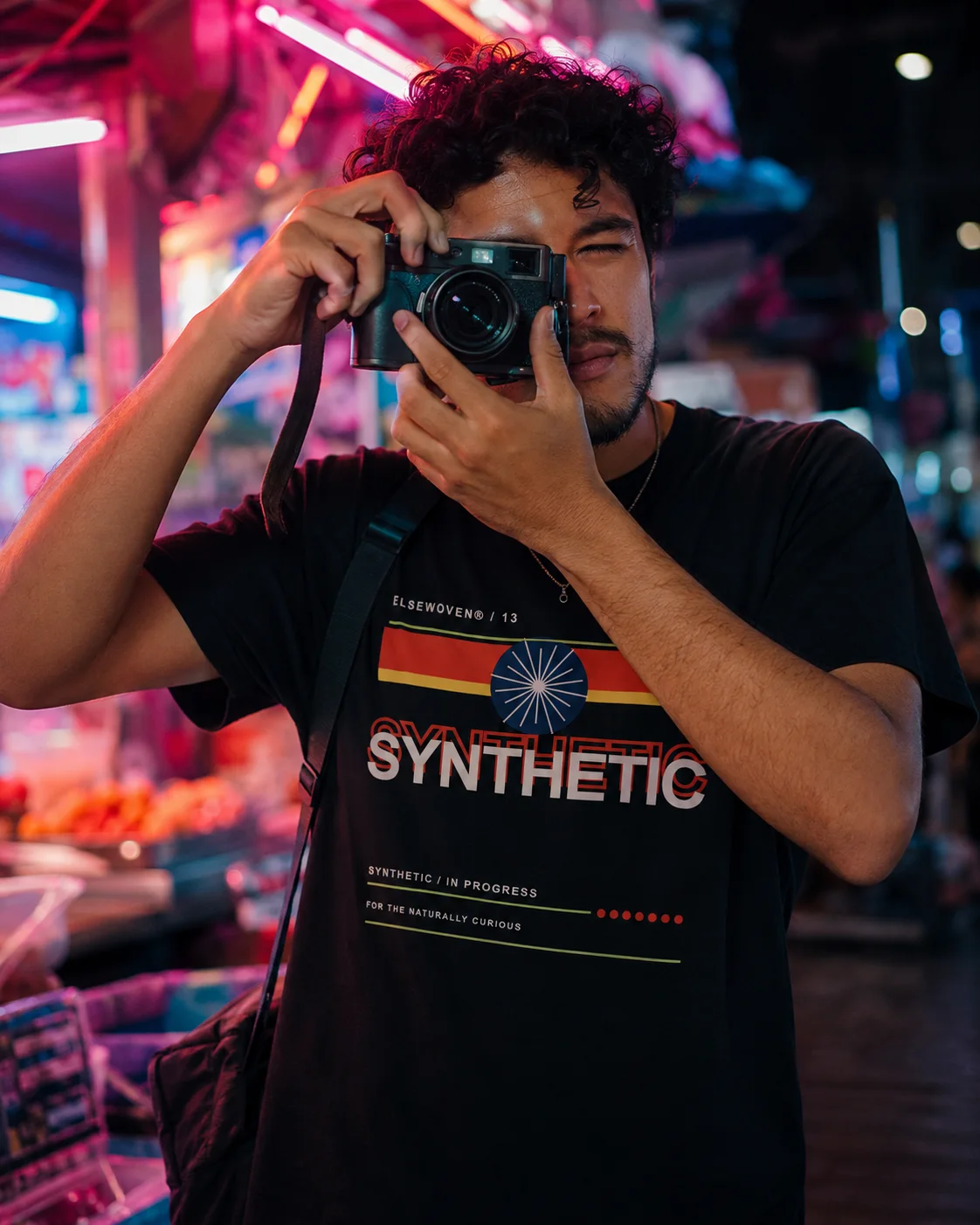 Synthetic AI T-Shirt design preview in Washed black