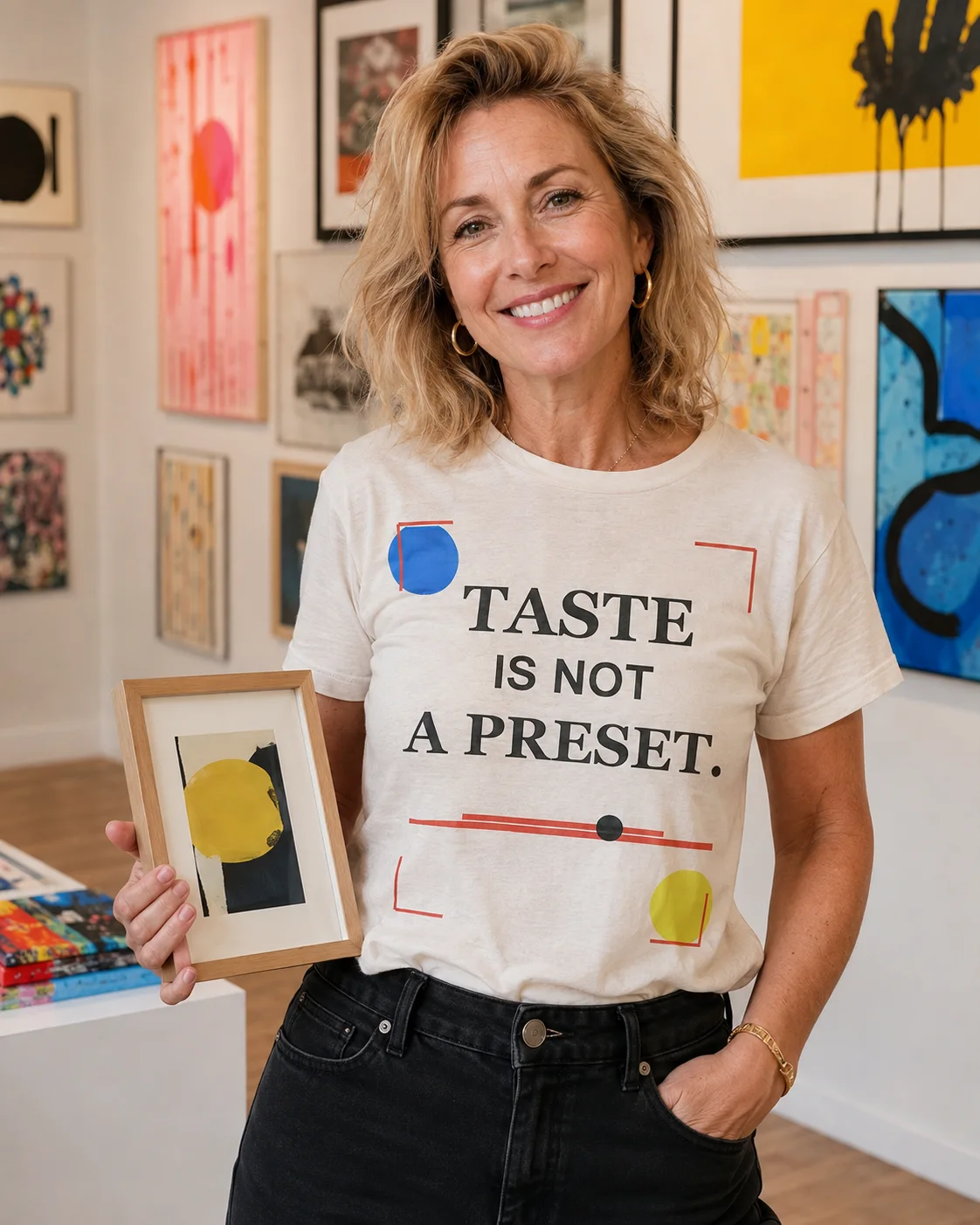 Taste Is Not a Preset | Graphic T-Shirt design preview in Bone