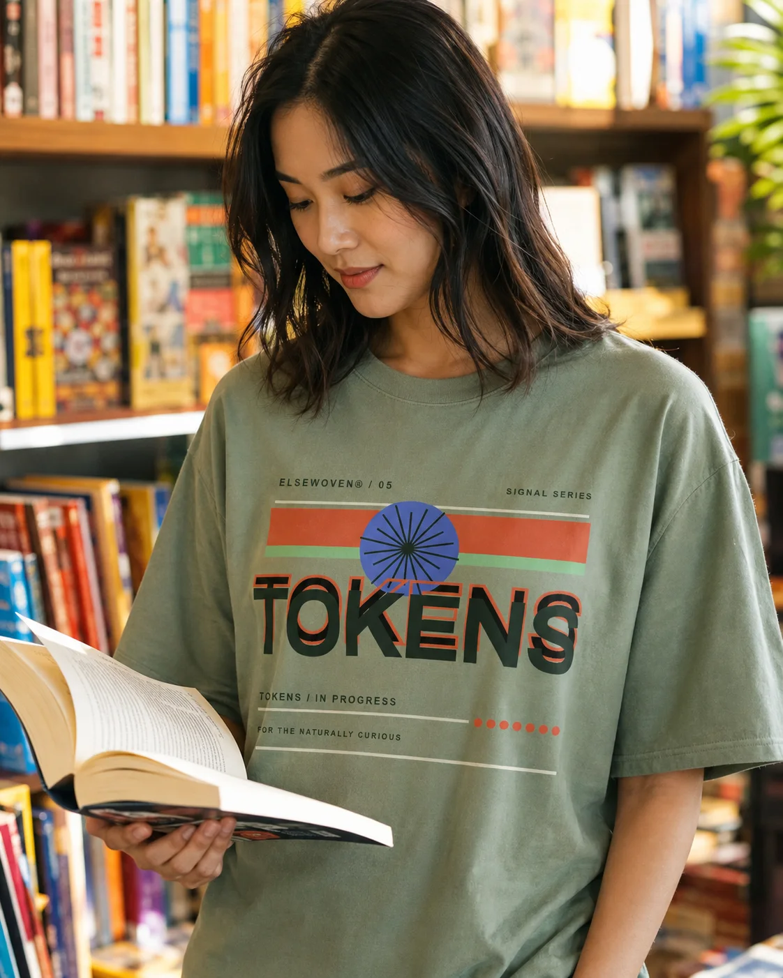 Tokens AI T-Shirt design preview in Sage