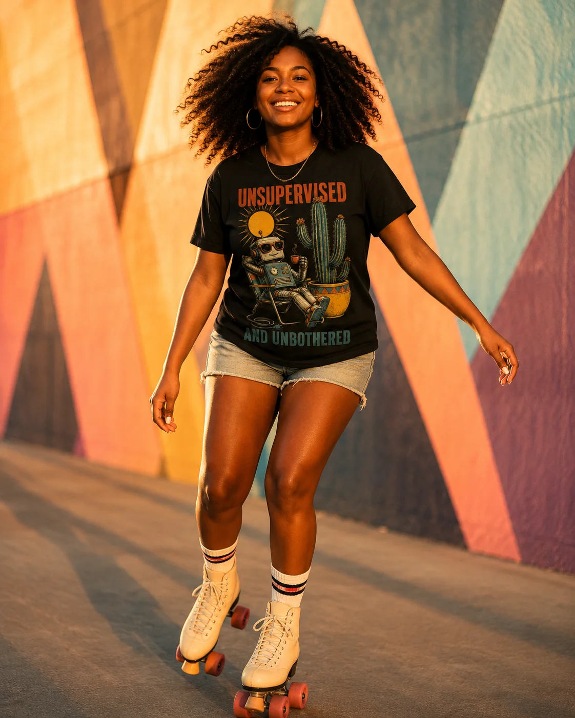 Unsupervised & Unbothered | Graphic T-Shirt in Pepper Printful mockup