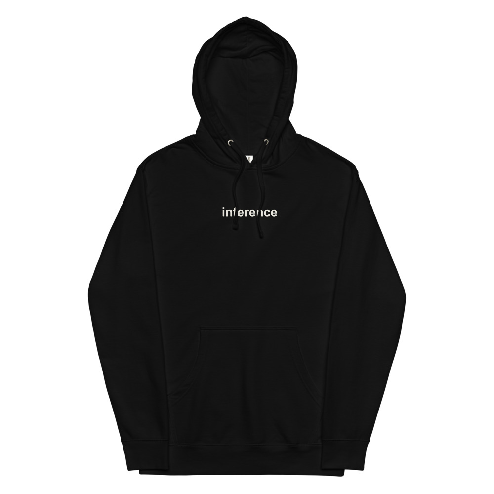 Inference AI Hoodie in Black Printful mockup