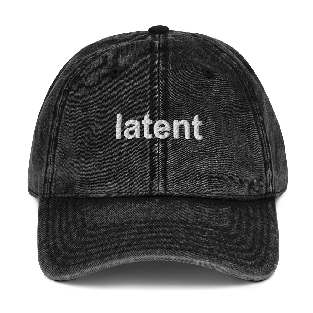 Latent Cap | AI-Inspired Embroidered Hat in Black Printful mockup