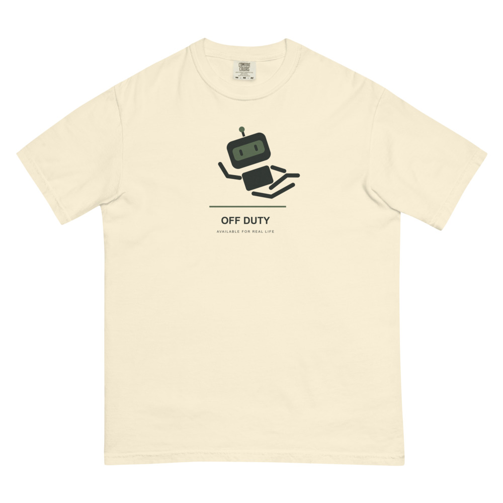Off Duty AI T-Shirt in Ivory Printful mockup