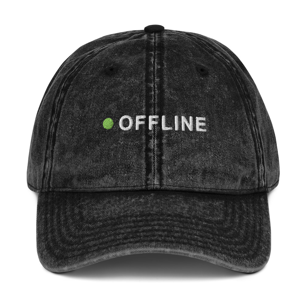 Offline Cap | AI-Inspired Embroidered Hat in Black Printful mockup