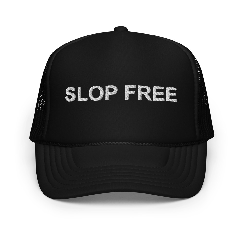Slop Free Foam Trucker AI Embroidered Hat in Black